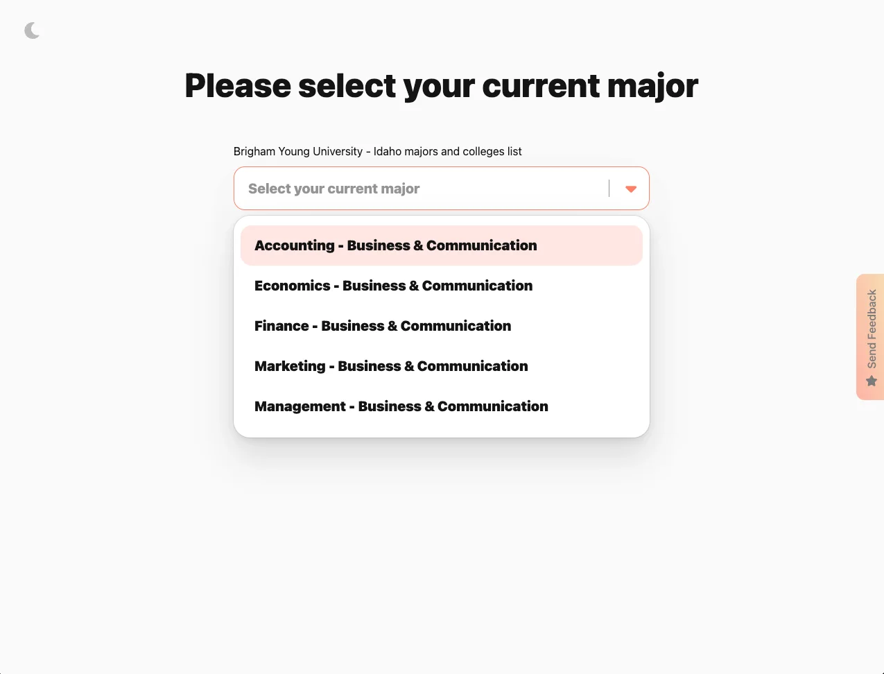 Select your major